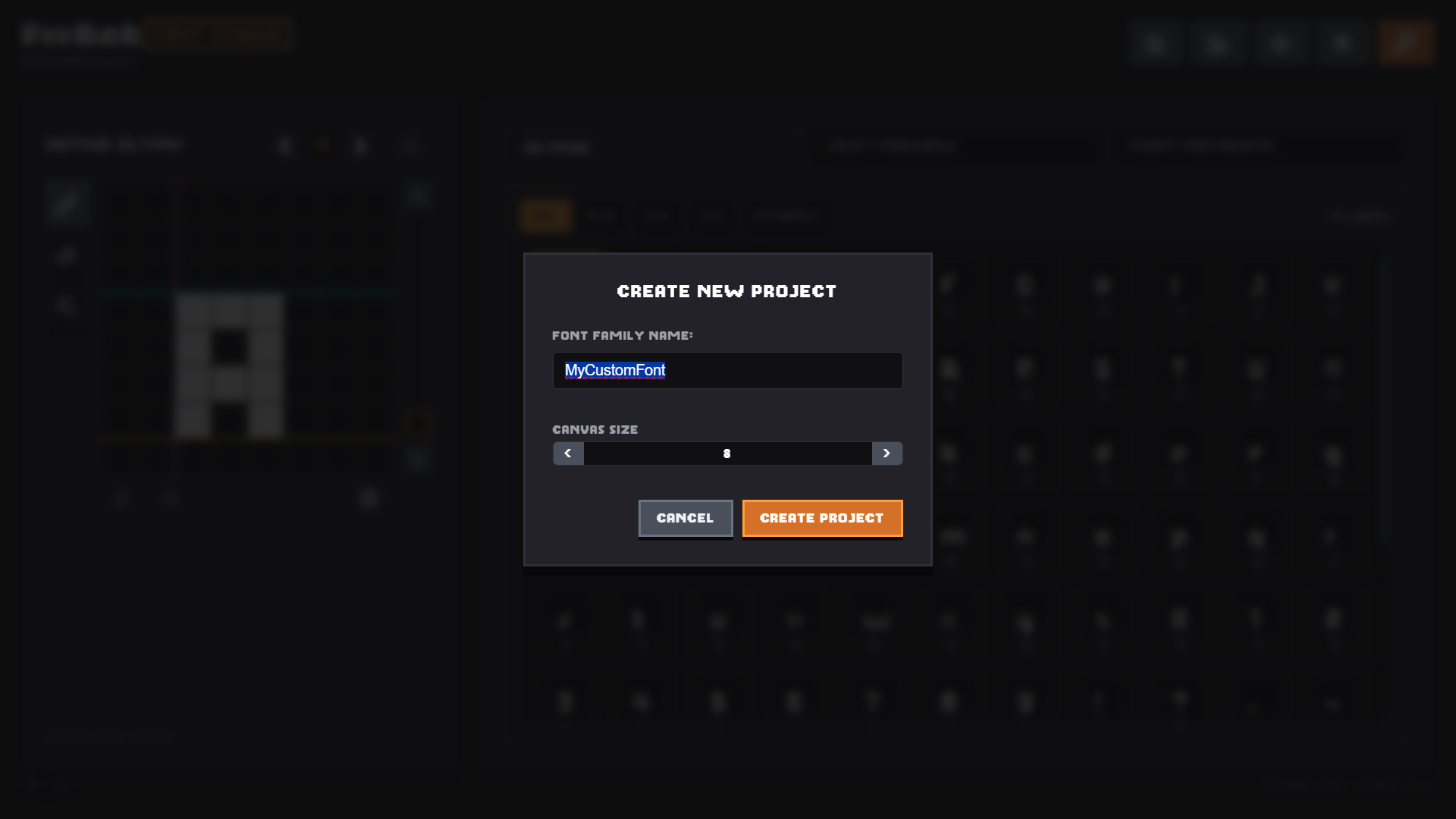 New Project modal